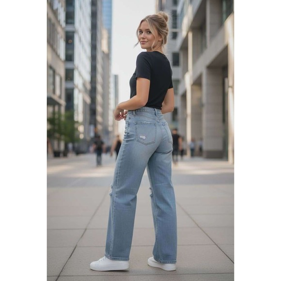 Altard State Denim - Altard State Women's Jeans 27 Distressed Ripped HIGH RISE Baggy Wide Leg Denim